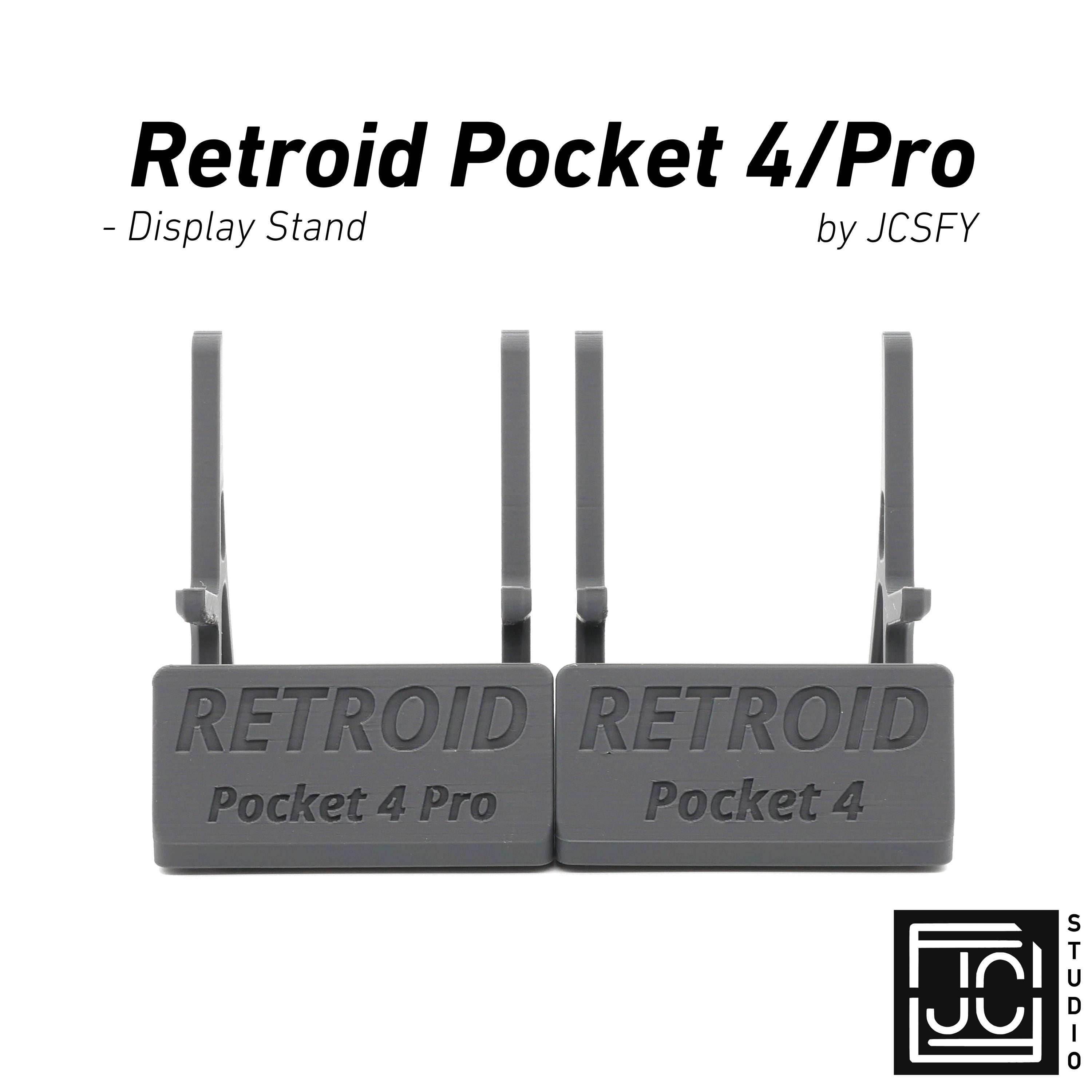 Display Stand for Retroid Pocket 4 / 4 Pro with Charging Space | Dock Shelf Unit Gaming Retro Device Compatible with JCSFY Grips - Black / Retroid Pocket 4