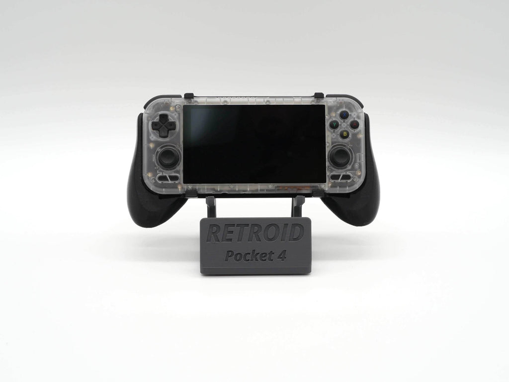 Display Stand for Retroid Pocket 4 / 4 Pro with Charging Space | Dock Shelf Unit Gaming Retro Device Compatible with JCSFY Grips - Black / Retroid Pocket 4