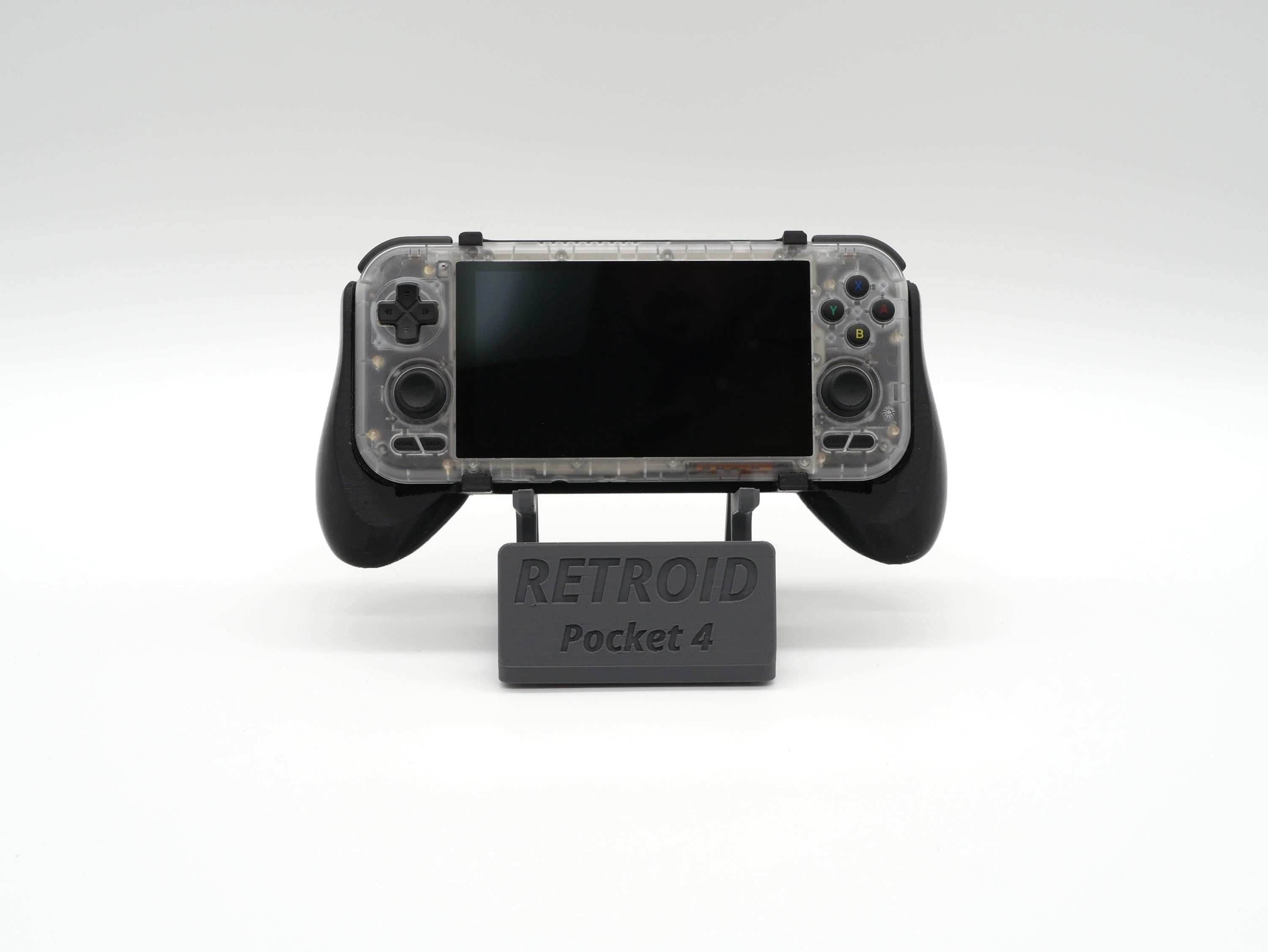 Display Stand for Retroid Pocket 4 / 4 Pro with Charging Space | Dock Shelf Unit Gaming Retro Device Compatible with JCSFY Grips - Black / Retroid Pocket 4