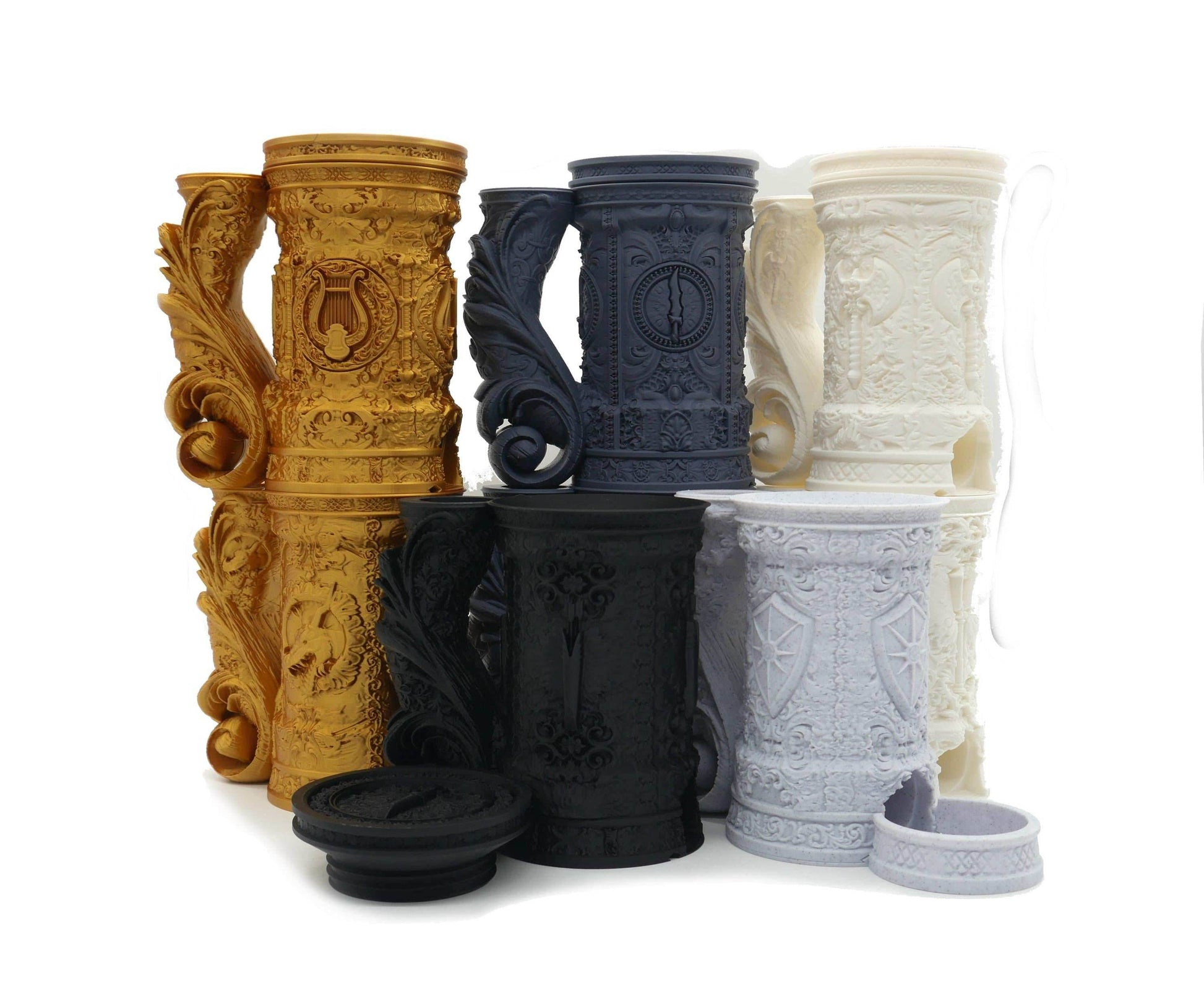 Druid Themed Tankard Dice Tower and Can Holder with Dice Vault | Fates End RolePlay RP Gamer Mug Roll Gift Storage DND Classes from JCSFY - Dark Magic Black