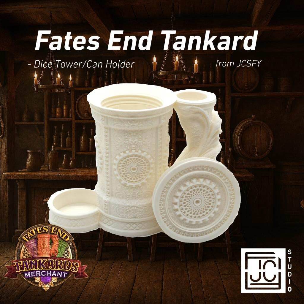 Artificer Tankard Dice Tower and Can Holder with Dice Vault | Fates End RolePlay RP Gamer Mug Roll Gift Storage DND Classes from JCSFY - Dark Magic Black