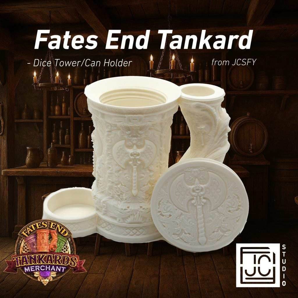 Barbarian Tankard Dice Tower and Can Holder with Dice Vault | Fates End RolePlay RP Gamer Mug Roll Gift Storage DND Classes from JCSFY - Dark Magic Black