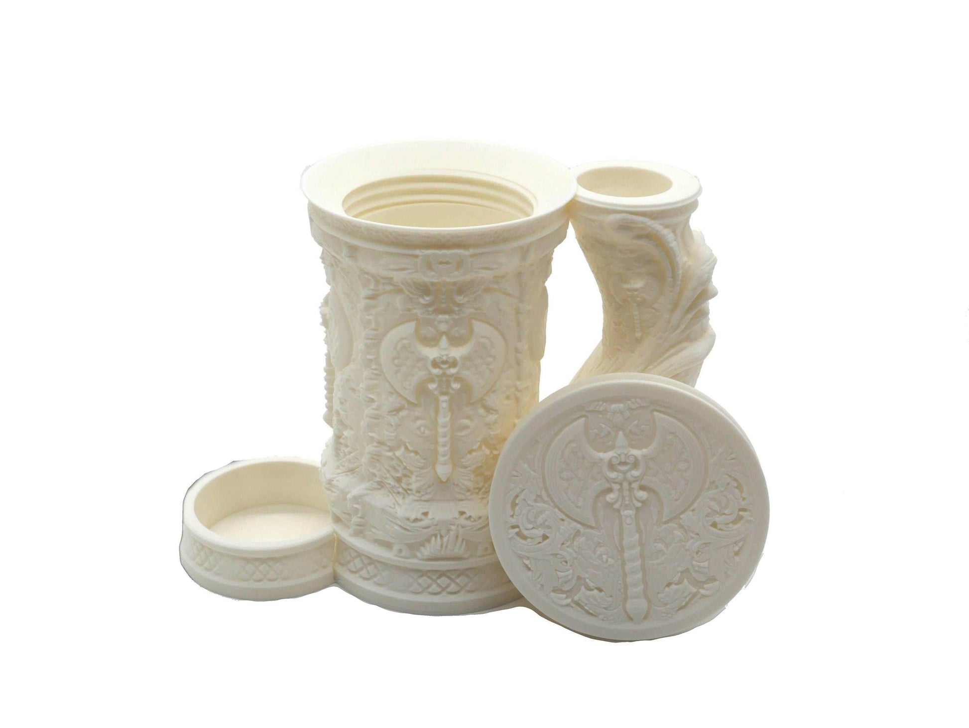 Barbarian Tankard Dice Tower and Can Holder with Dice Vault | Fates End RolePlay RP Gamer Mug Roll Gift Storage DND Classes from JCSFY - Dark Magic Black