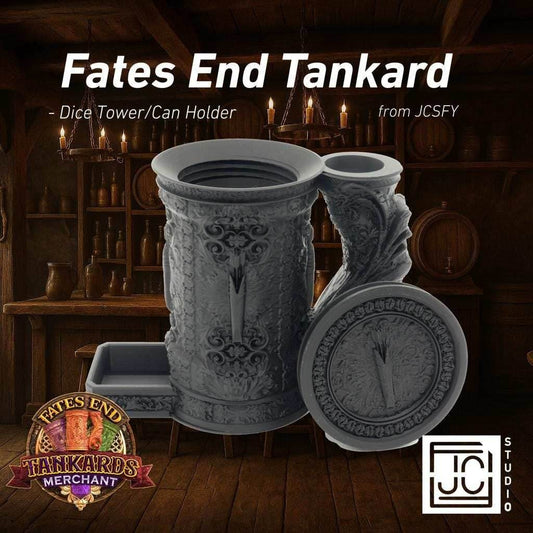 Ranger Themed Tankard Dice Tower and Can Holder with Dice Vault | Fates End RolePlay RP Gamer Mug Roll Gift Storage DND Classes from JCSFY - Dark Magic Black