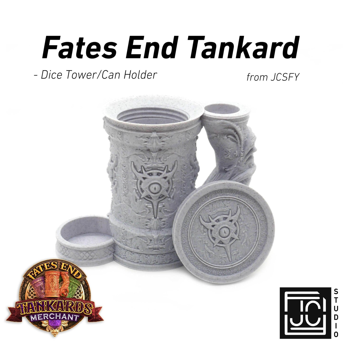 Warlock Themed Tankard Dice Tower and Can Holder with Dice Vault | Fates End RolePlay RP Gamer Mug Roll Gift Storage DND Classes from JCSFY - Dark Magic Black