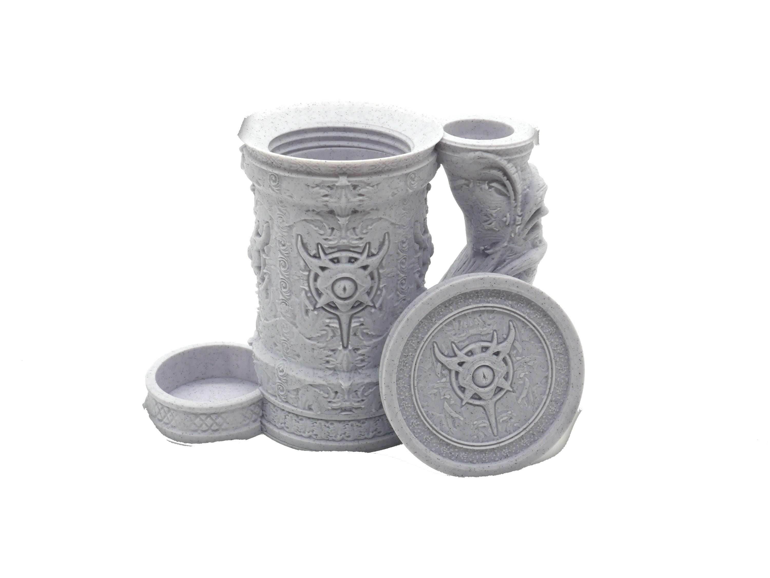 Warlock Themed Tankard Dice Tower and Can Holder with Dice Vault | Fates End RolePlay RP Gamer Mug Roll Gift Storage DND Classes from JCSFY - Dark Magic Black