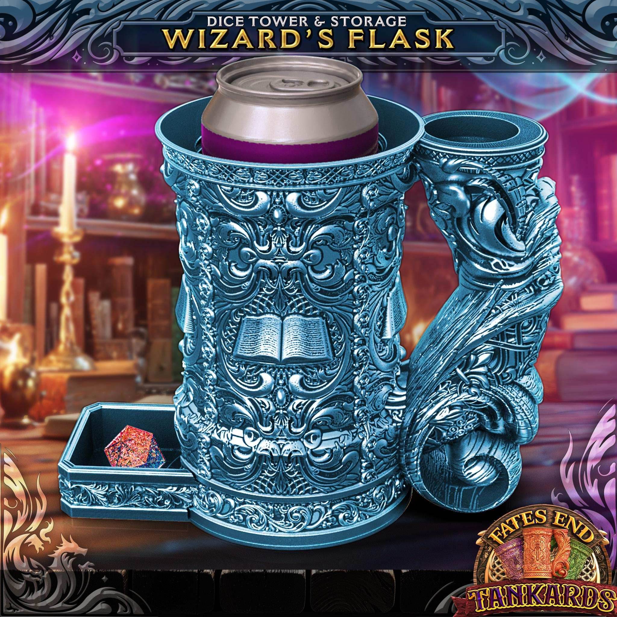 Wizard Tankard Dice Tower and Can Holder with Dice Vault | Fates End RolePlay RP Gamer Mug Roll Gift Storage DND Classes from JCSFY - Dark Magic Black