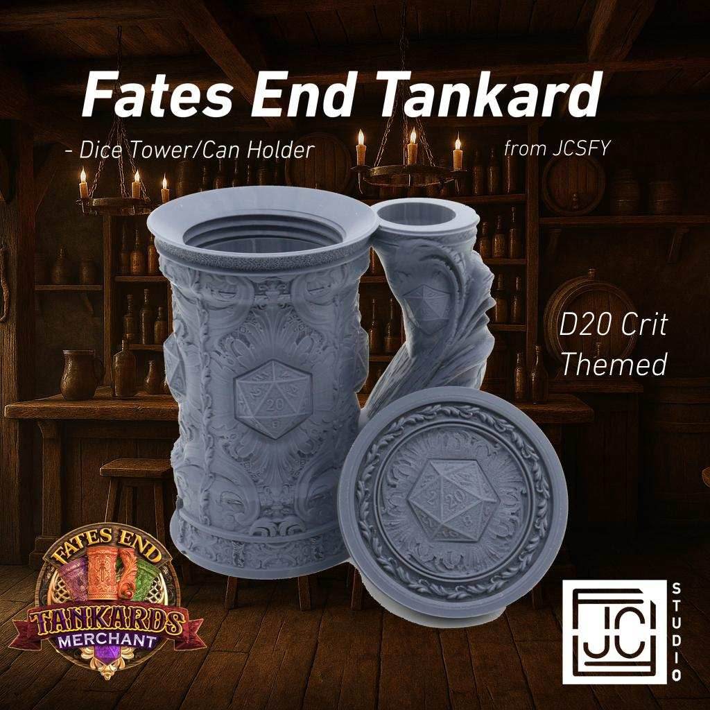 D20 Critical Tankard Dice Tower and Can Holder with Dice Vault | Fates End RolePlay RP Gamer Mug Roll Gift Storage DND Classes from JCSFY - Dark Magic Black