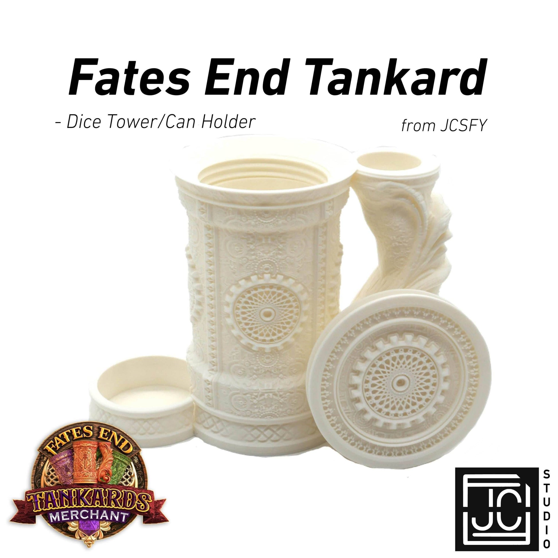 Artificer Tankard Dice Tower and Can Holder with Dice Vault | Fates End RolePlay RP Gamer Mug Roll Gift Storage DND Classes from JCSFY - Dark Magic Black