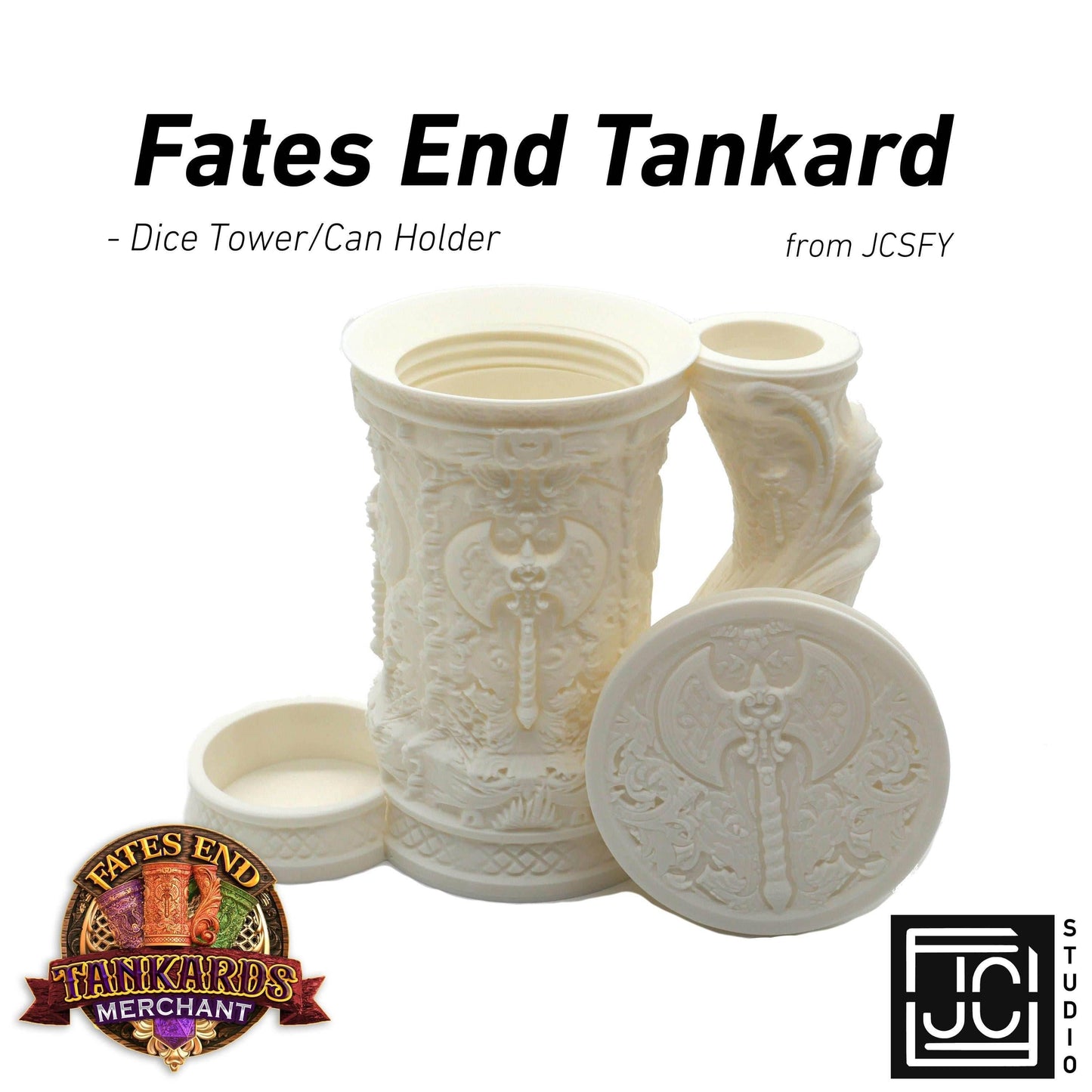 Barbarian Tankard Dice Tower and Can Holder with Dice Vault | Fates End RolePlay RP Gamer Mug Roll Gift Storage DND Classes from JCSFY - Dark Magic Black