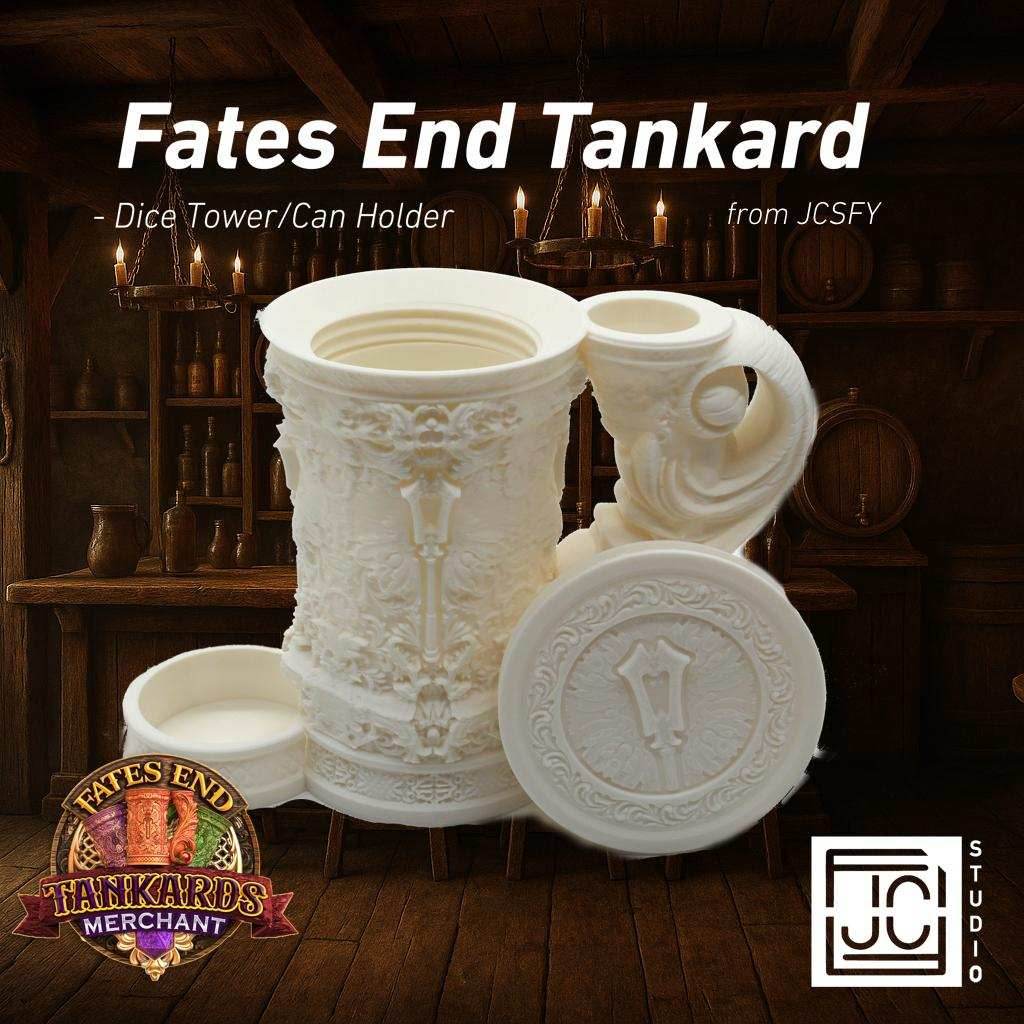 Cleric Themed Tankard Dice Tower and Can Holder with Dice Vault | Fates End RolePlay RP Gamer Mug Roll Gift Storage DND Classes from JCSFY - Dark Magic Black