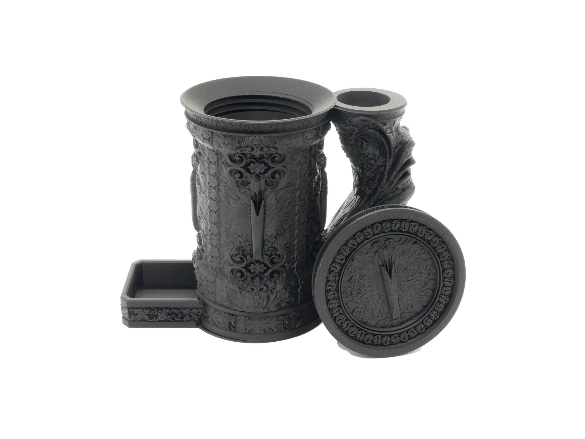 Ranger Themed Tankard Dice Tower and Can Holder with Dice Vault | Fates End RolePlay RP Gamer Mug Roll Gift Storage DND Classes from JCSFY - Dark Magic Black