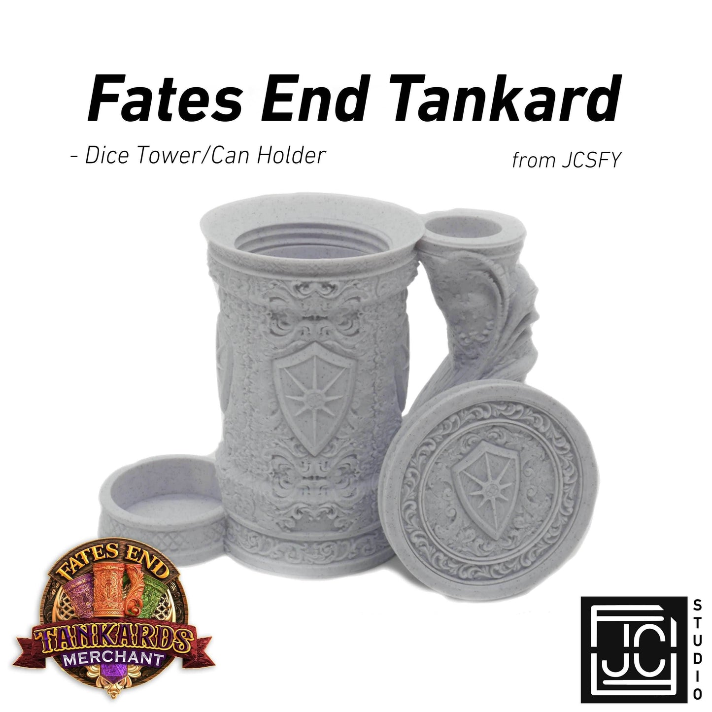 Paladin Themed Tankard Dice Tower and Can Holder with Dice Vault | Fates End RolePlay RP Gamer Mug Roll Gift Storage DND Classes from JCSFY - Dark Magic Black