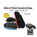 Comfort Felt Grips for Nintendo Switch 2 Joy-Con 2 Slim and Thick Slide On Handles Fits in Dock | Ergonomics with Textured Pattern V2 - L-Blue | R-Coral / Slim Pair Only