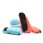 Comfort Felt Grips for Nintendo Switch 2 Joy-Con 2 Slim and Thick Slide On Handles Fits in Dock | Ergonomics with Textured Pattern V2 - L-Blue | R-Coral / Slim Pair Only