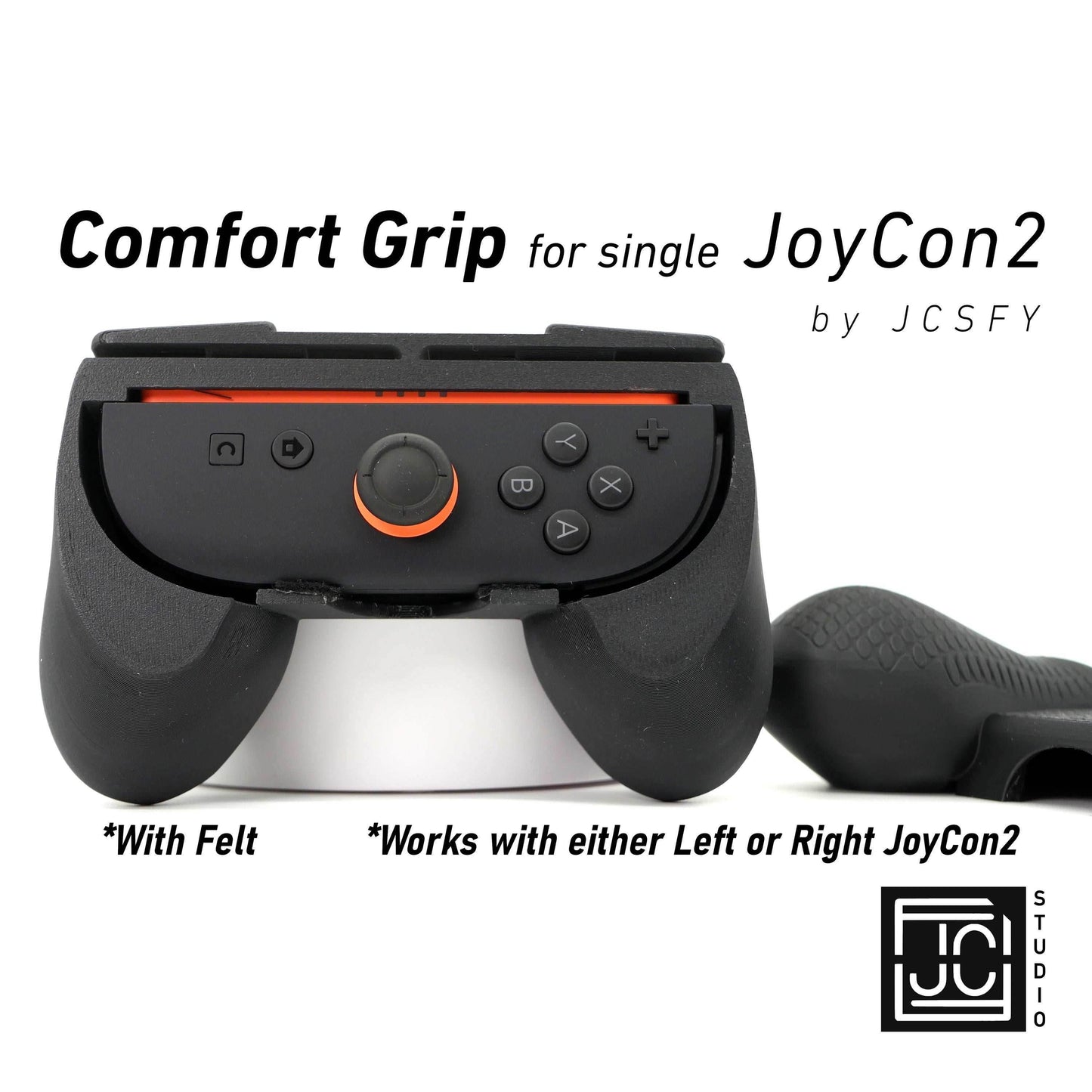 Comfort Grip for Single Joy-Con 2 | Nintendo Switch 2 Single Controller Felt Lined Paddle Universal Fit for Left or Right Joy Con 2 by JCSFY - Black
