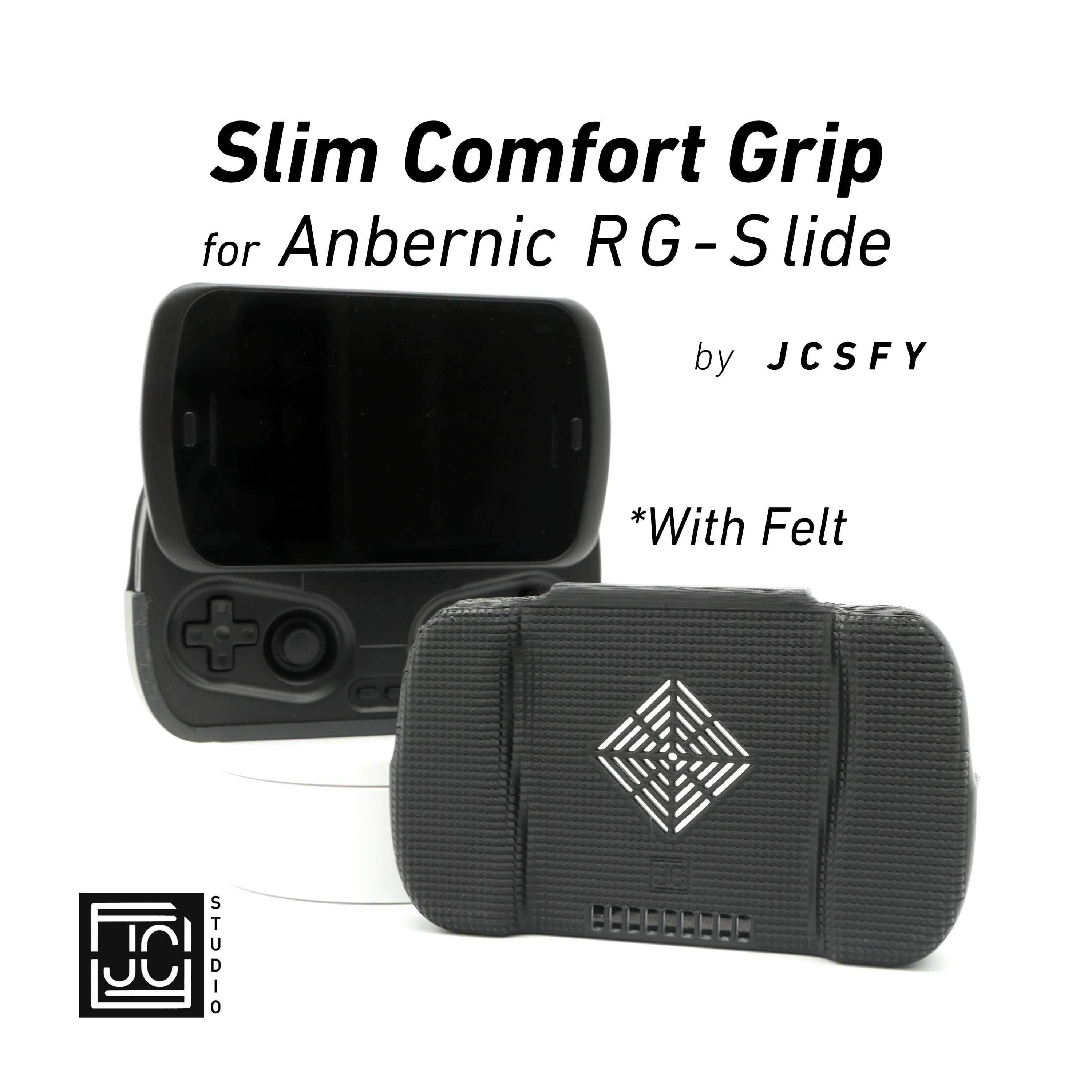 Felt Slim Grip for Anbernic RG Slide Slim Comfort Grip with Felt Wrap Ergonomic RG-Slide Handheld Deluxe - Black