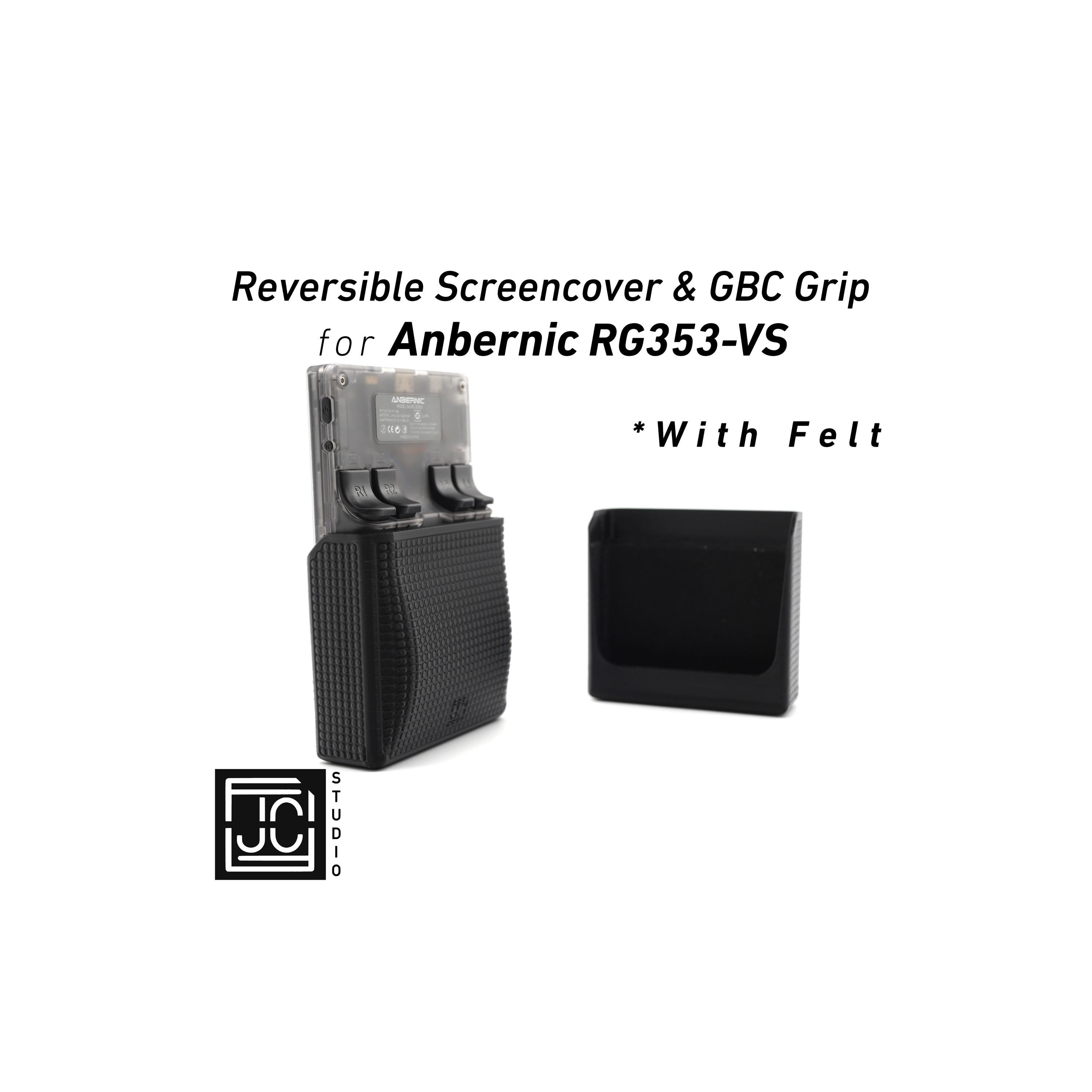 2-n-1 Grip for Anbernic RG353VS Reversible Screen Cover GBC Chin Grip Felt Screen Protector Gaming Handheld Protection Fun Textured Pattern
