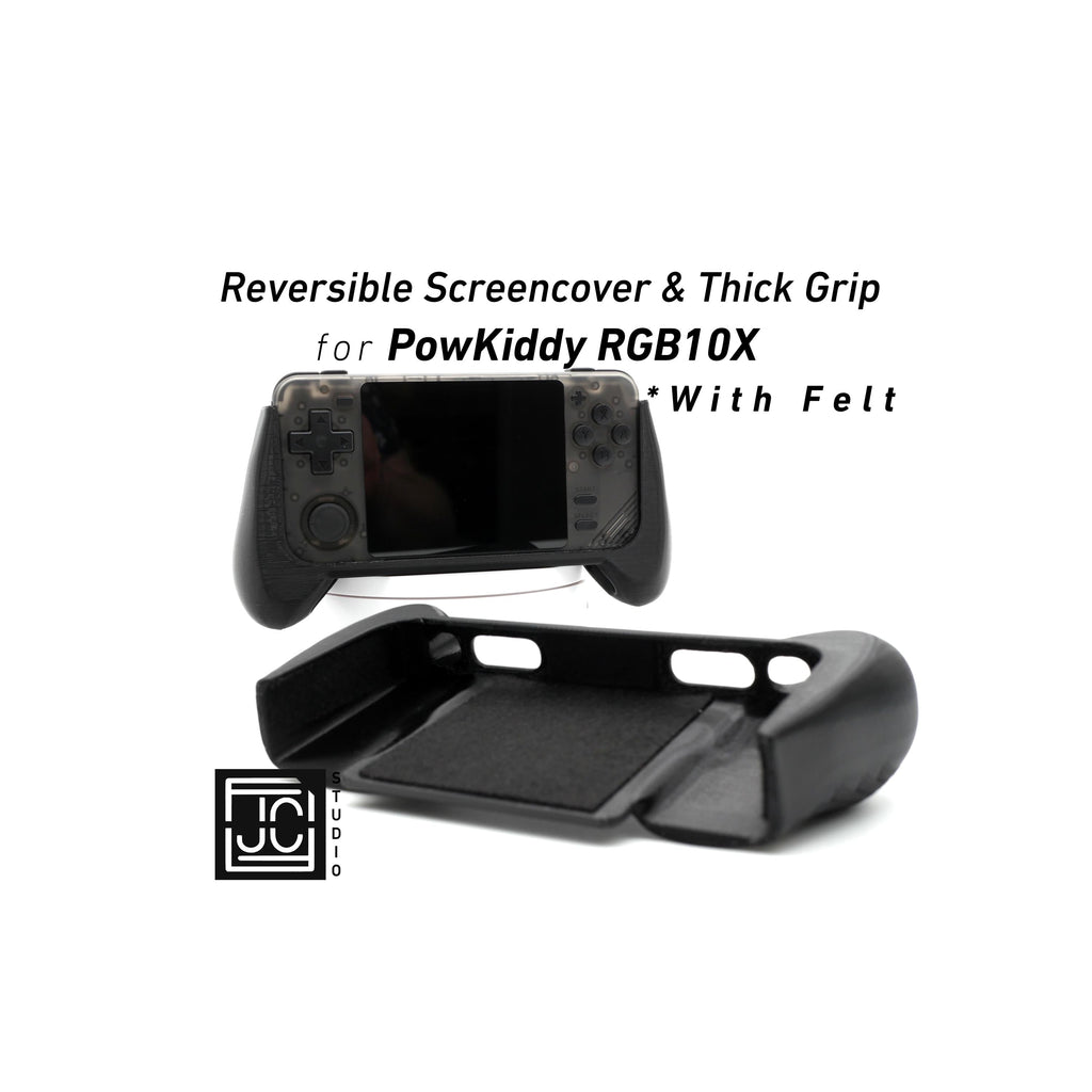2-n-1 Grip for PowKiddy RGB10X Reversible Screen Cover Comfort Grip Felt Screen Protector | Gaming Handheld Protection with Textured Pattern