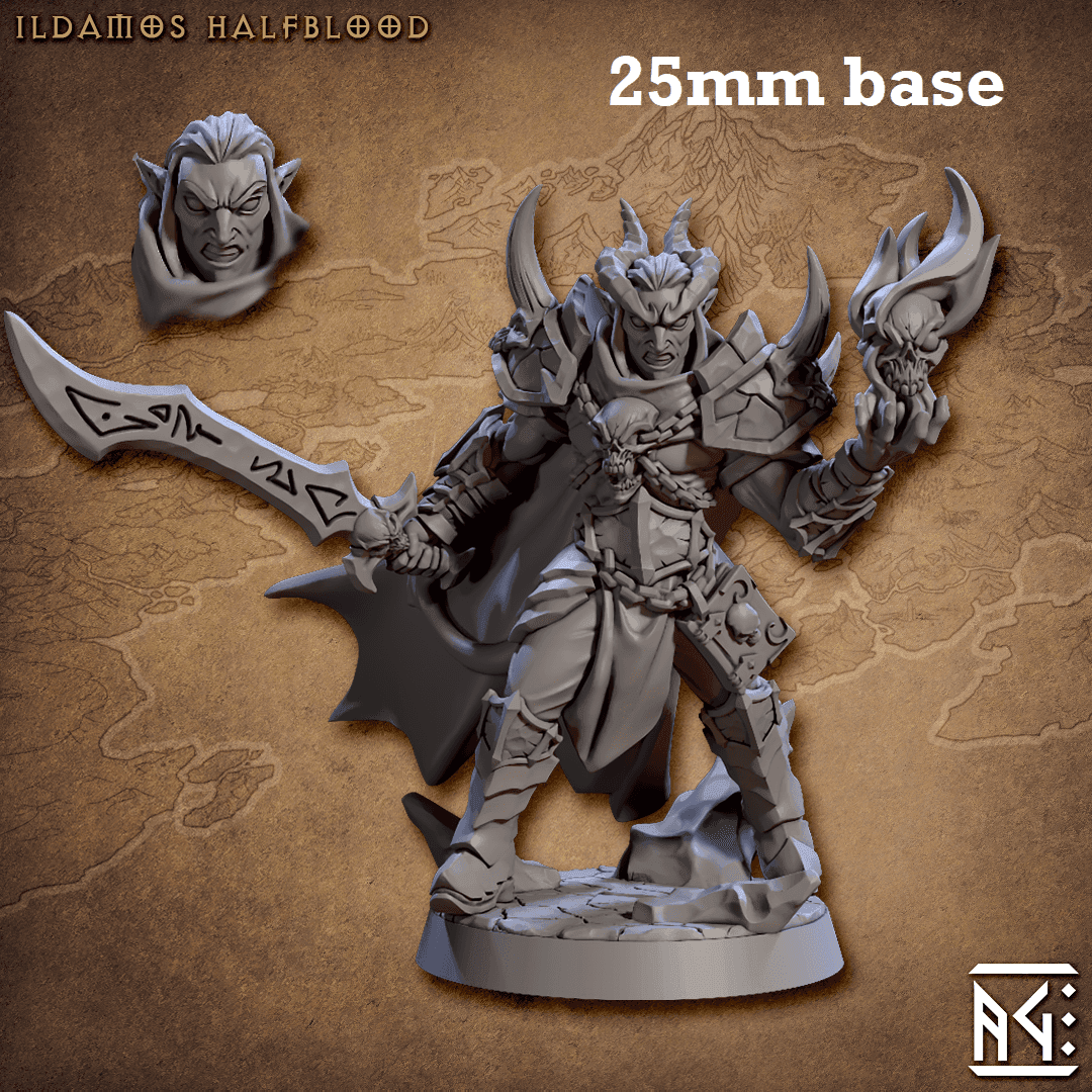 Ildamos Halfblood (Male Tiefling Battlemage) - With Horns
