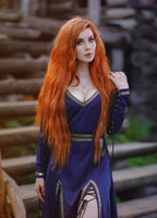 Elegant Lace-Up Blue Dress - S / Blue