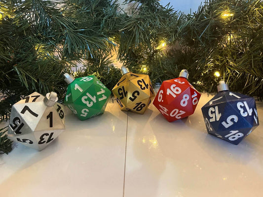 PREORDER Christmas Ornament - D20 Oversized Dice | Availably in Several Colors - Gold