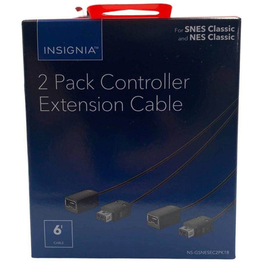 Insignia™ - 6 Extension Cable for Nintendo NES and SNES Controllers (2-pack) - Black - 