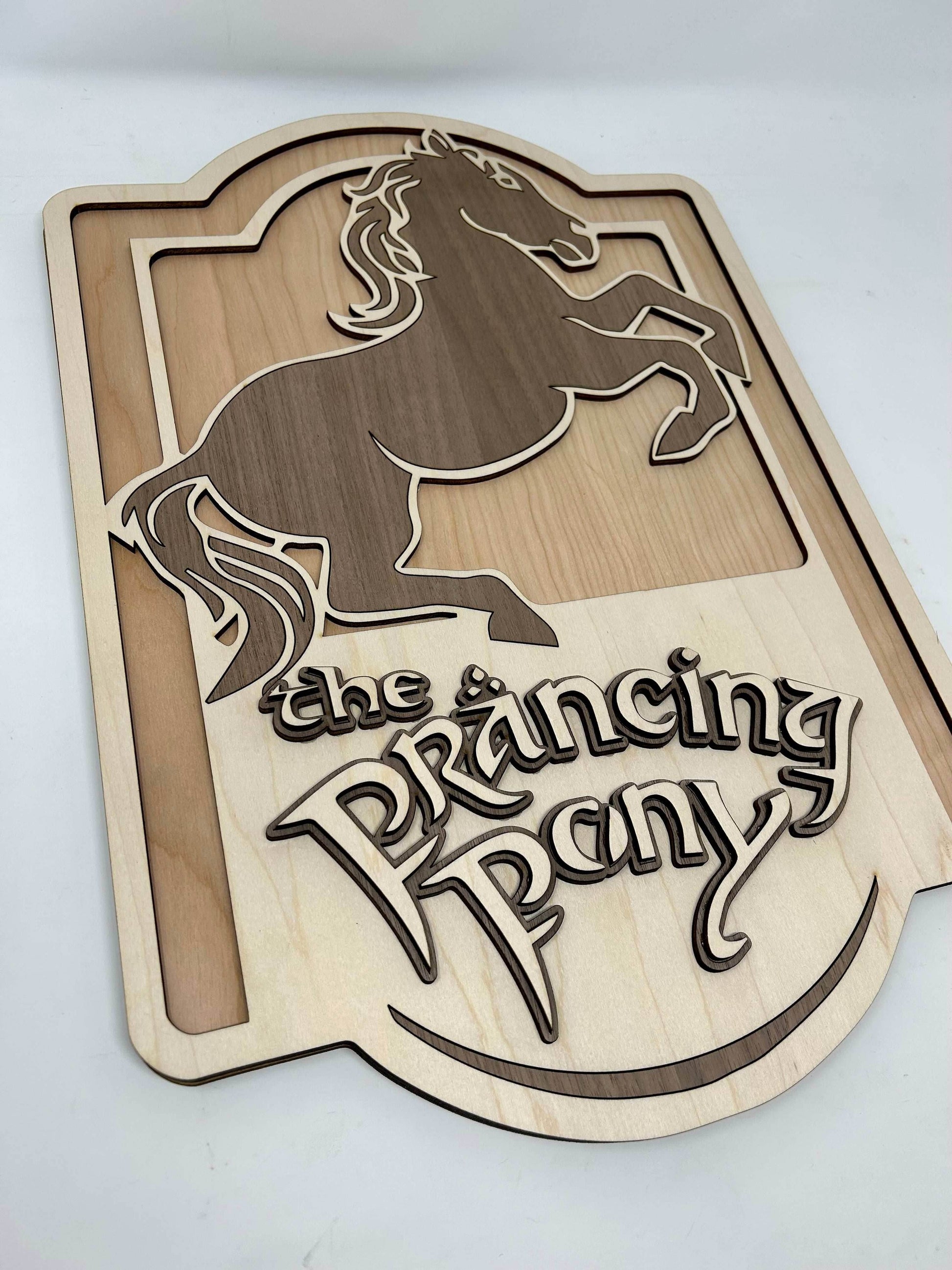The Prancing Pony Sign - Single Sided Maple Horse