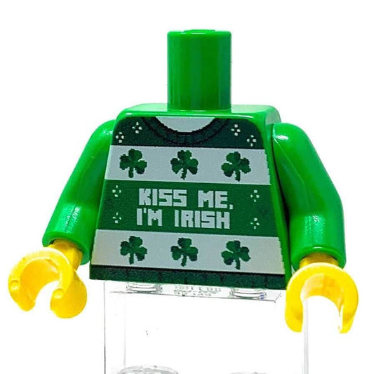 B3 Customs® Ugly Green St. Patrick's Day Kiss Me I'm Irish Sweater Printed Green Torso - 