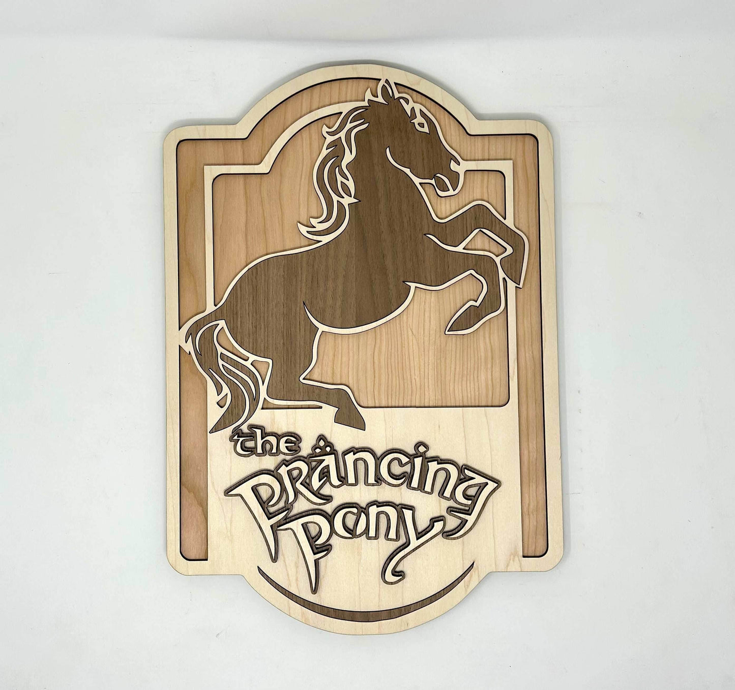 The Prancing Pony Sign - Single Sided Walnut Horse