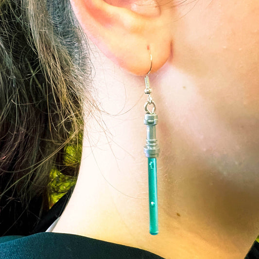 Lightsaber (Star Wars) Earrings made from LEGO Bricks - B3 Customs - Red