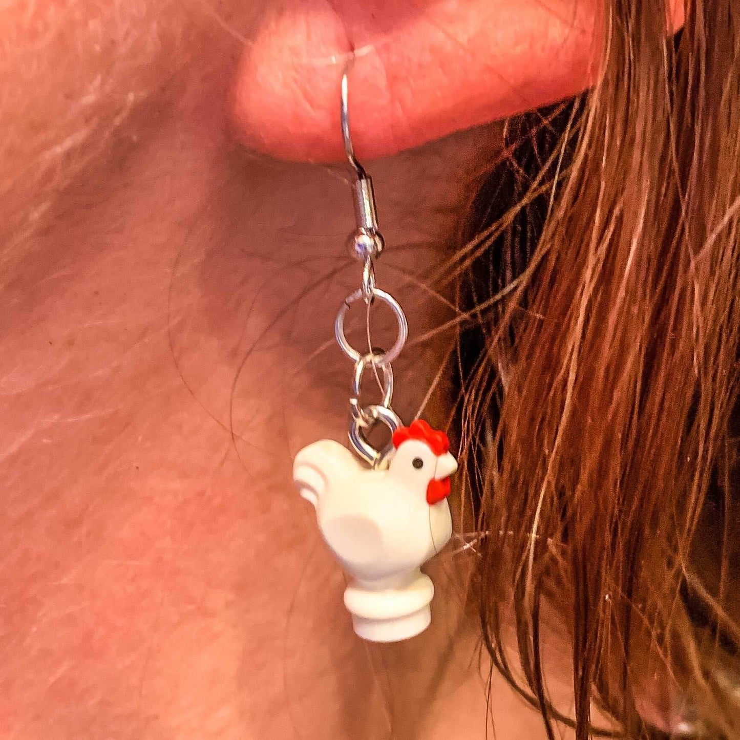 B3 Customs Chicken Earrings made from LEGO Bricks - 