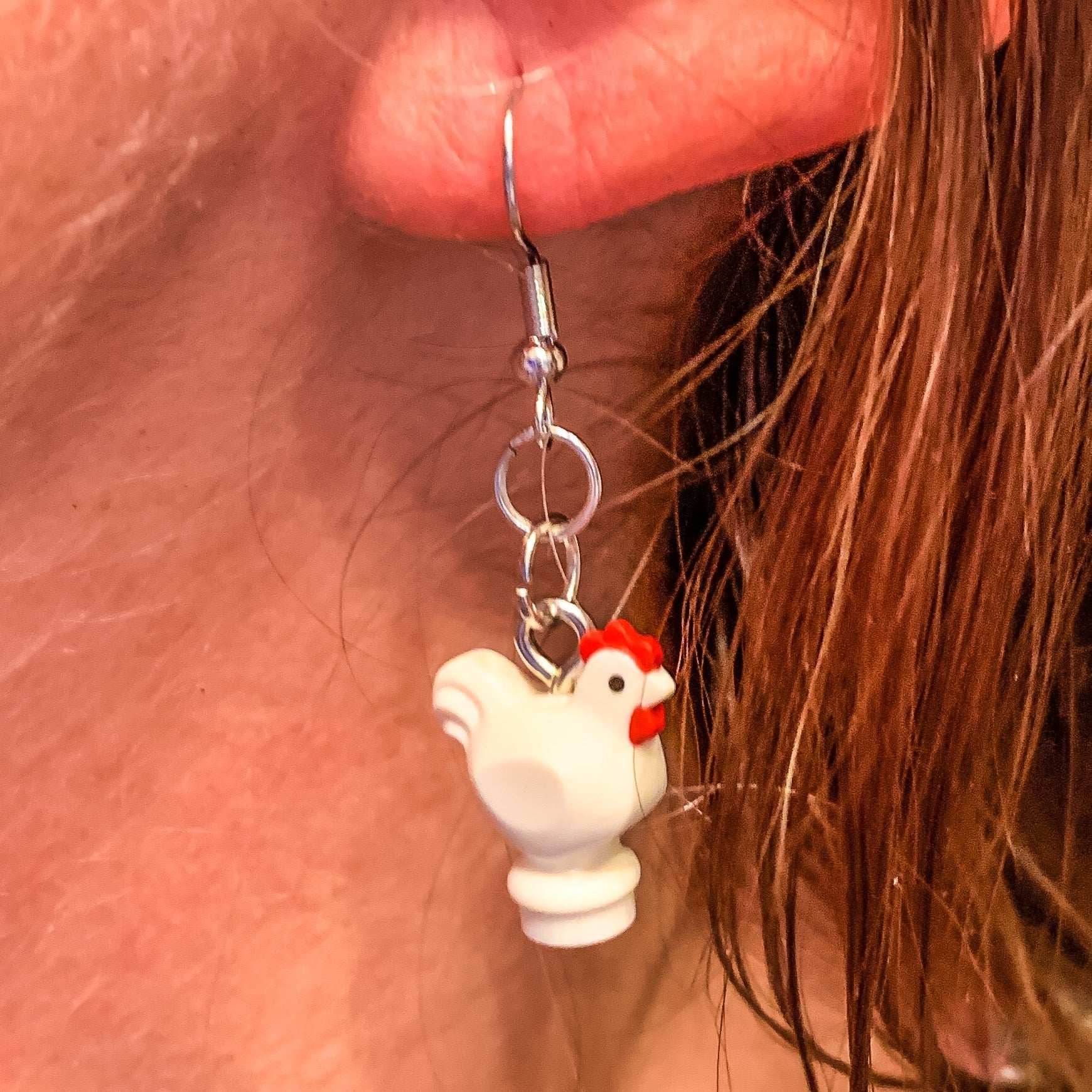 B3 Customs Chicken Earrings made from LEGO Bricks - 