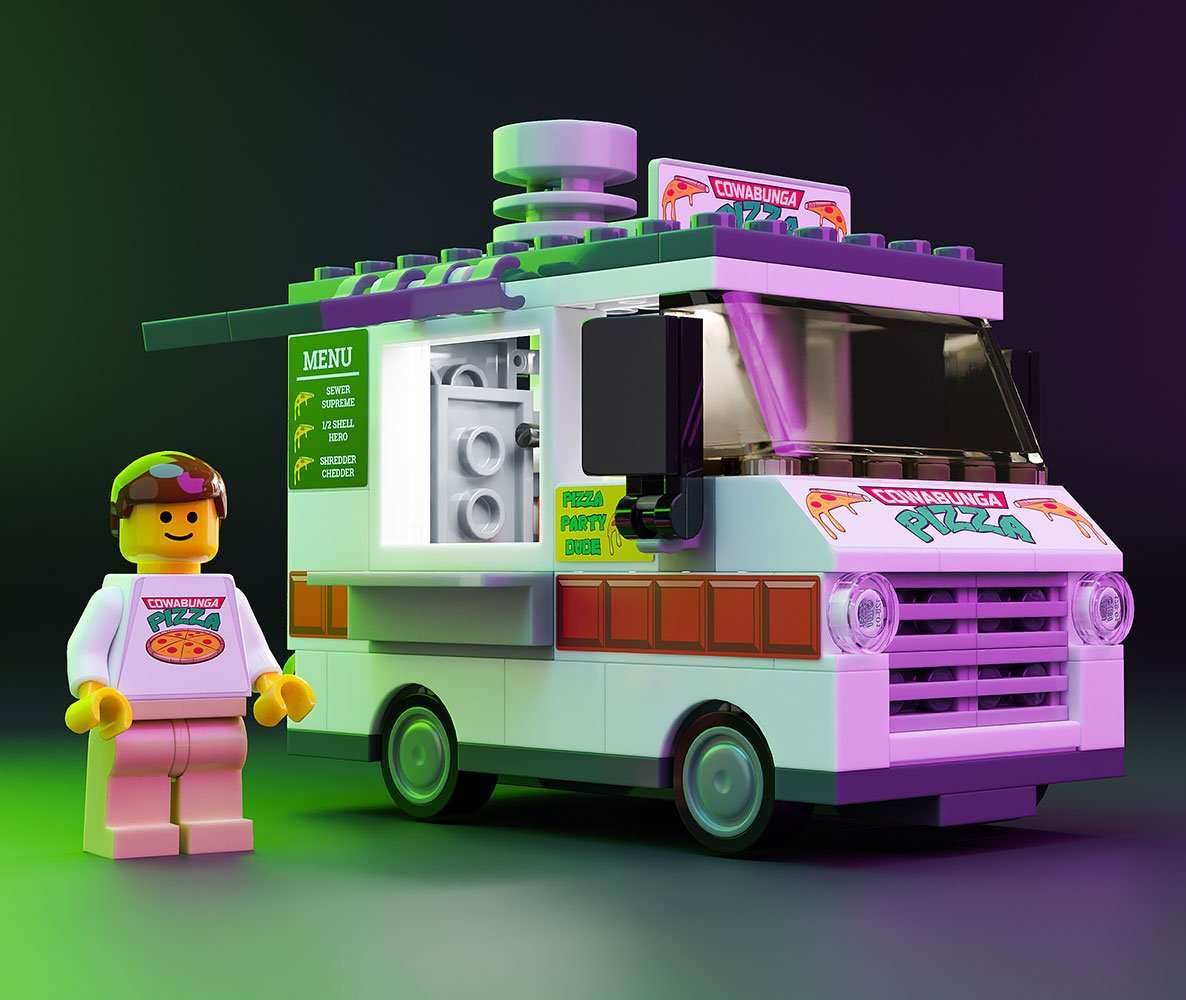 Cowabunga Pizza - B3 Customs® Food Truck w/ Minifigure - 