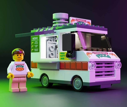 Cowabunga Pizza - B3 Customs® Food Truck w/ Minifigure - 