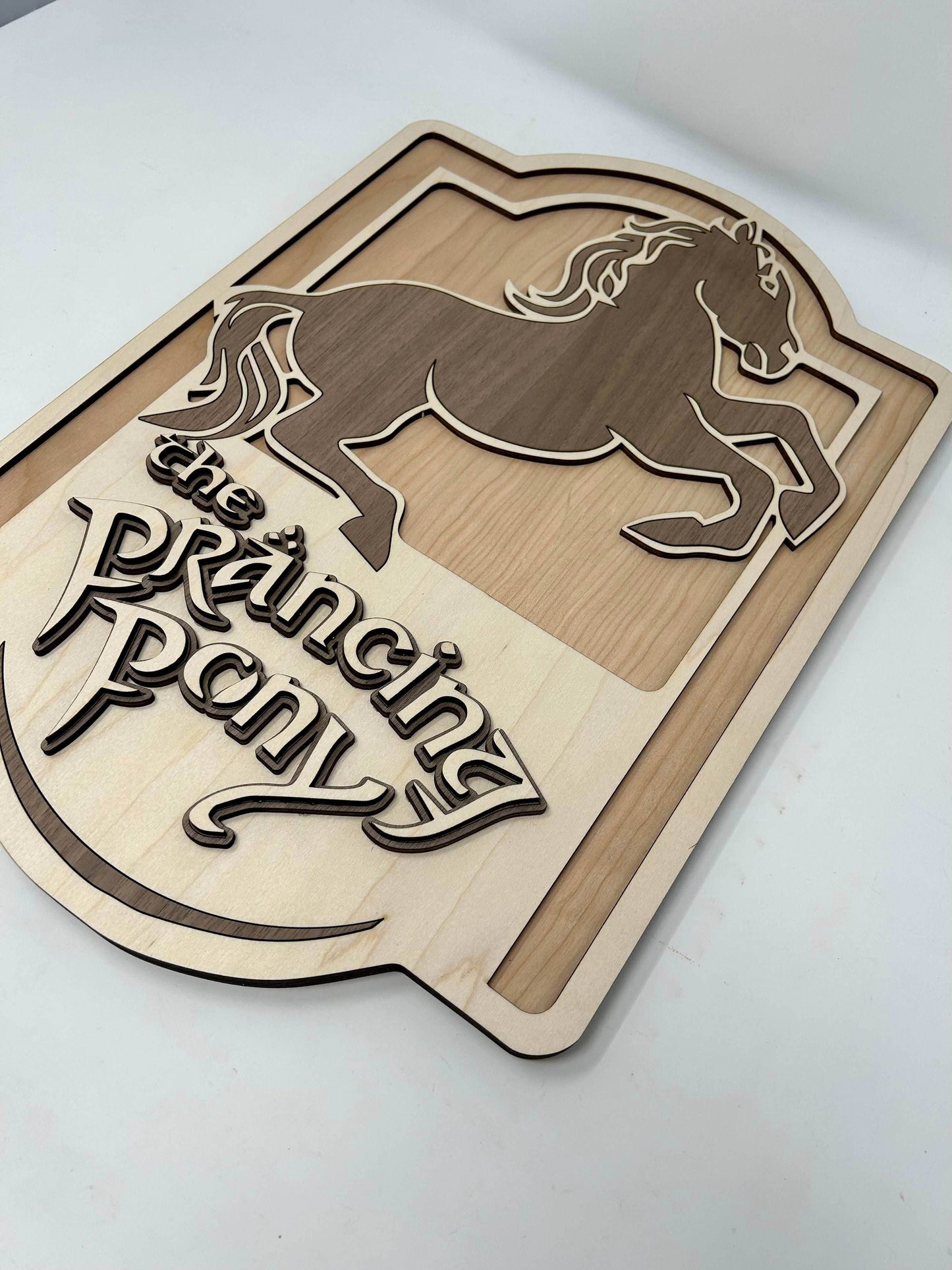 The Prancing Pony Sign - Single Sided Maple Horse
