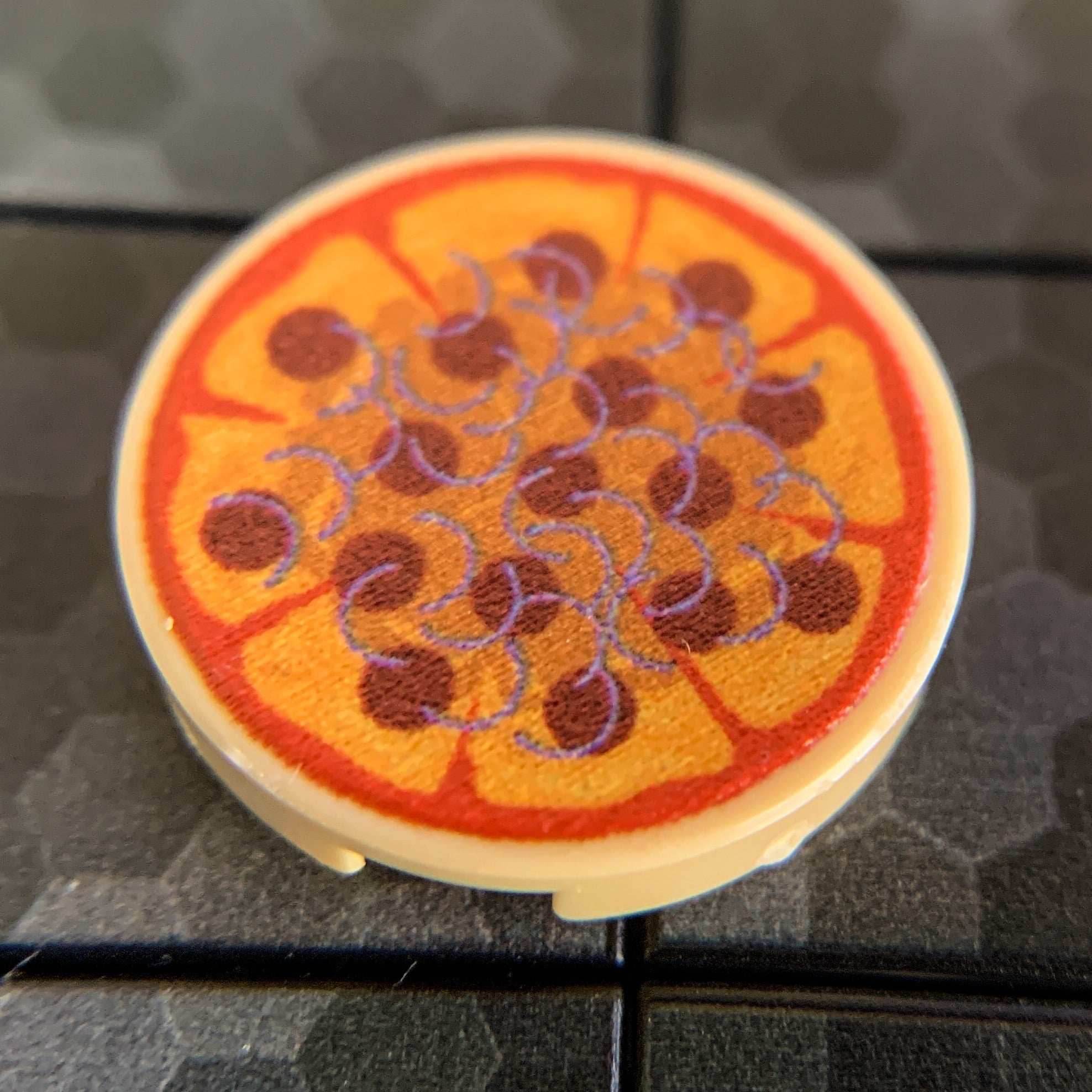 Pepperoni & Onions Pizza Pie - Custom (2x2 Round Tile) - 
