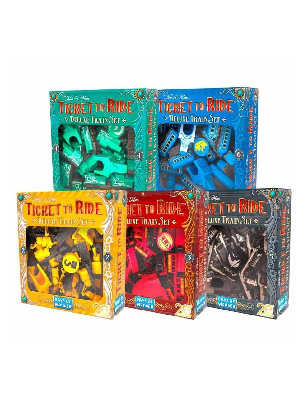 Ticket to Ride: 20th Anniversary Deluxe Train Set Bundle - 5 Sets + Bonus Promo Set - 