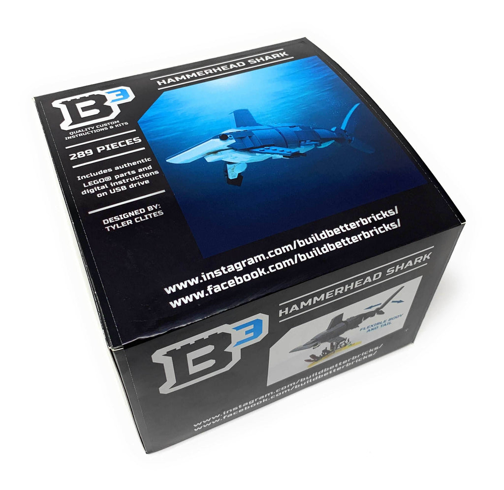 Hammerhead Shark Building Set made with LEGO parts - B3 Customs - 