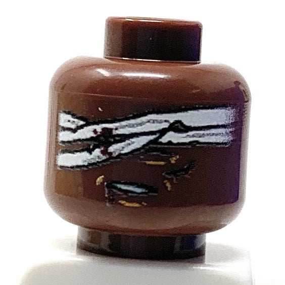 Bandaged Head - Custom LEGO Military Part - Dark Flesh