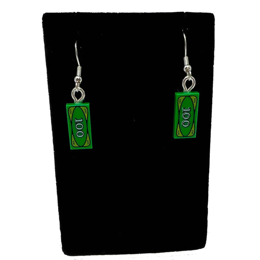 B3 Customs® $100 Bill Earrings made from LEGO Bricks - 
