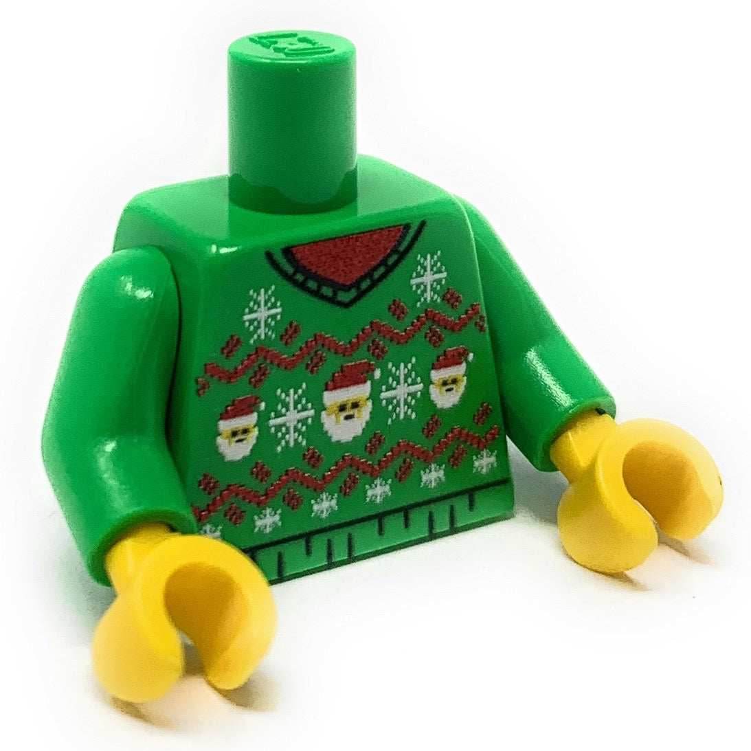 Ugly Green Santa Christmas Sweater Printed Torso made using LEGO parts - 