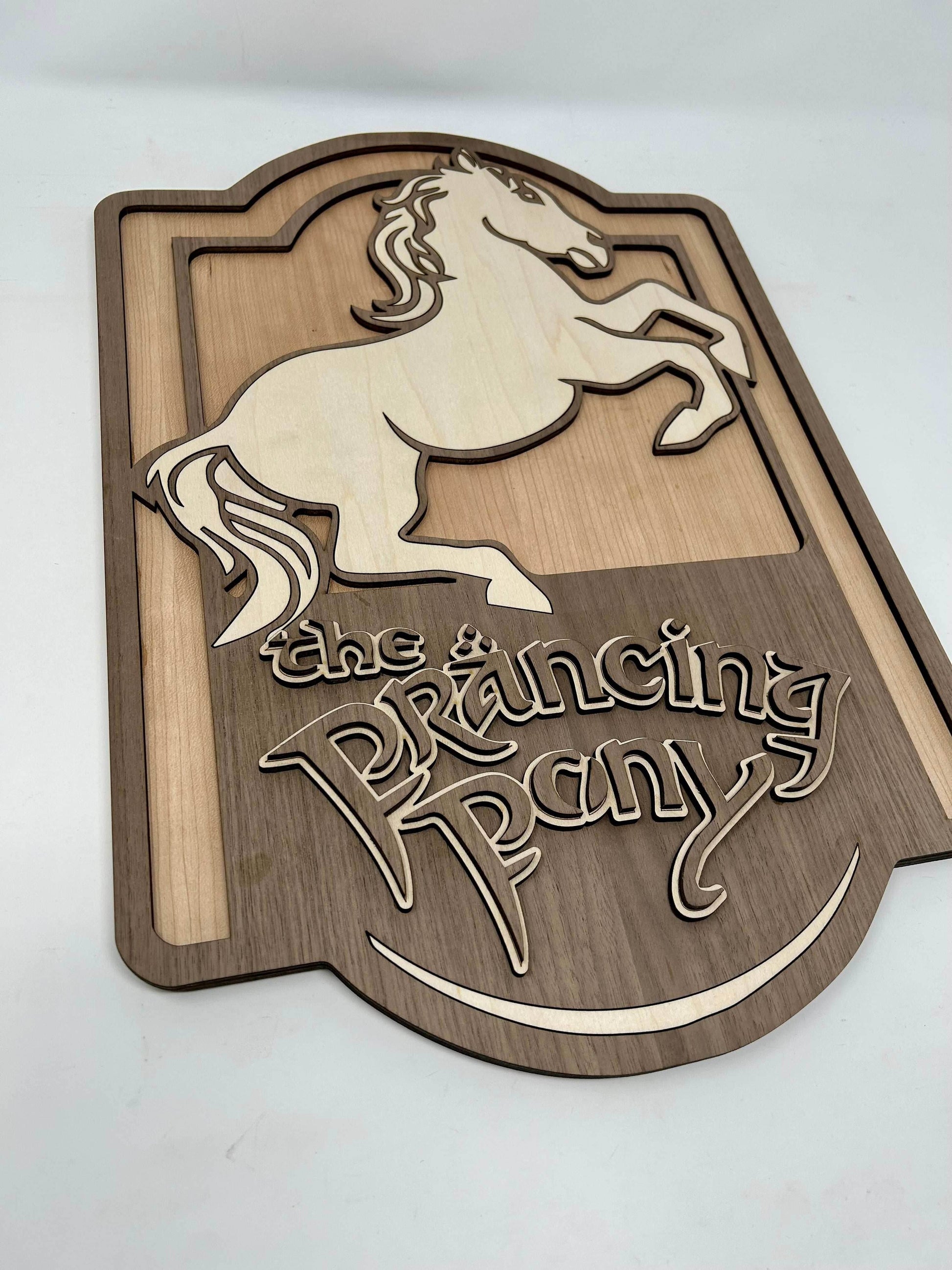 The Prancing Pony Sign - Single Sided Maple Horse