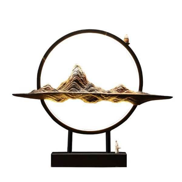 Kunlun Mountains Large Backflow Incense Burner Lamp With LED - Brown