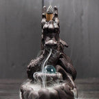 Pearl Guarding Dragon Backflow Incense Burner - Brown