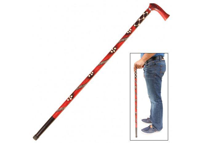 Handcrafted Eucalyptus Tribal Wars Walking Cane-0