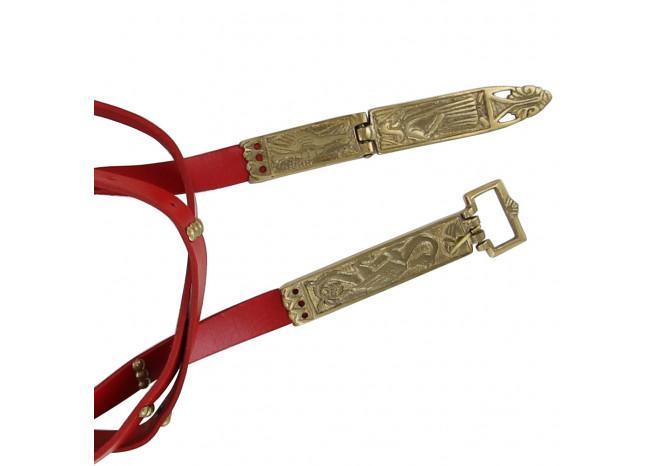 Medieval Lady in Red Leather Belt-1