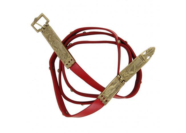 Medieval Lady in Red Leather Belt-2