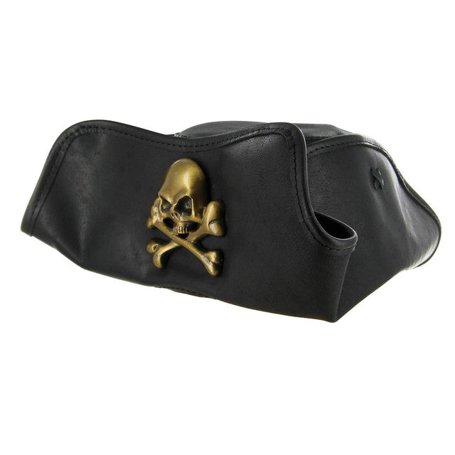 Terror at Sea Leather Jolly Roger Tricorne Hat-1