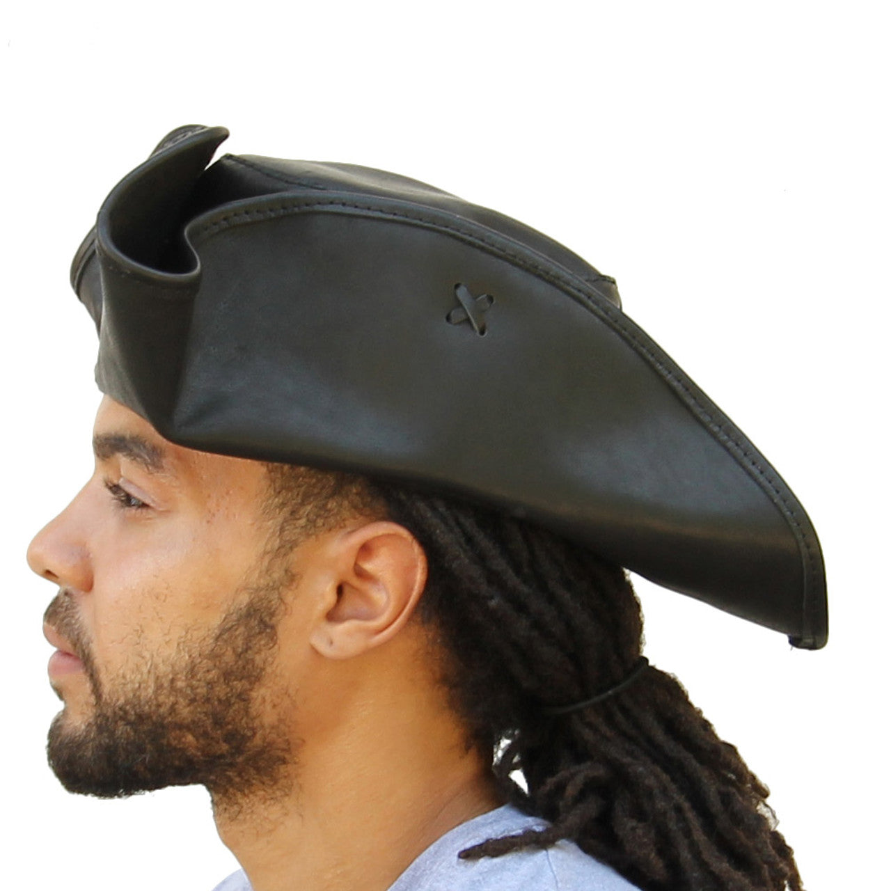 Terror at Sea Leather Jolly Roger Tricorne Hat-4